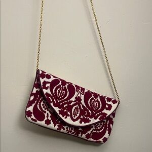 Magenta and White Clutch Bag